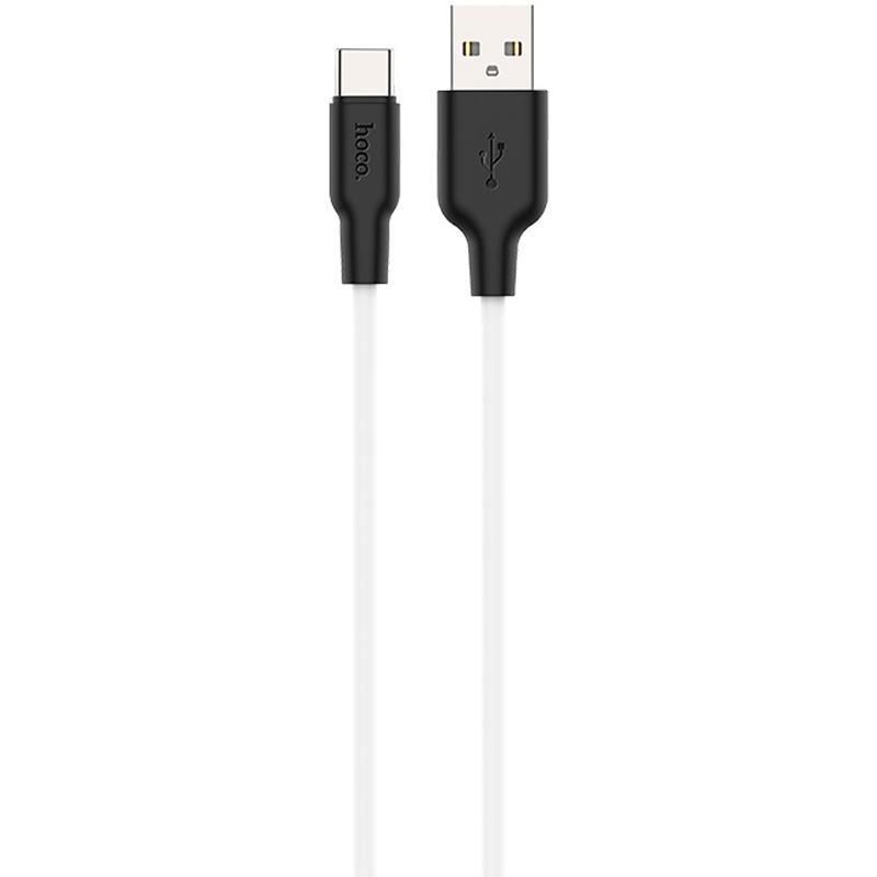 Кабель USB Type-C Hoco X21 Silicone Type-C 1m (Black / Білий)