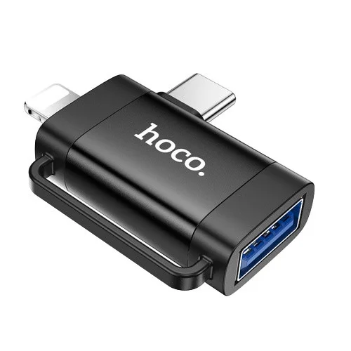 Перехідник Hoco UA31F Lightning/Type-C (тато) - USB (мама) OTG 2-in-1 adapter Black