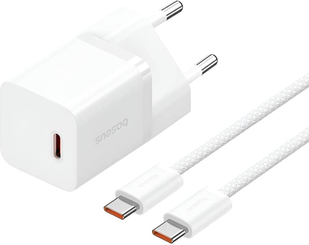 Мережевий зарядний пристрій Baseus GaN5 Fast Charger mini 30W White Type-C to Type-C cable