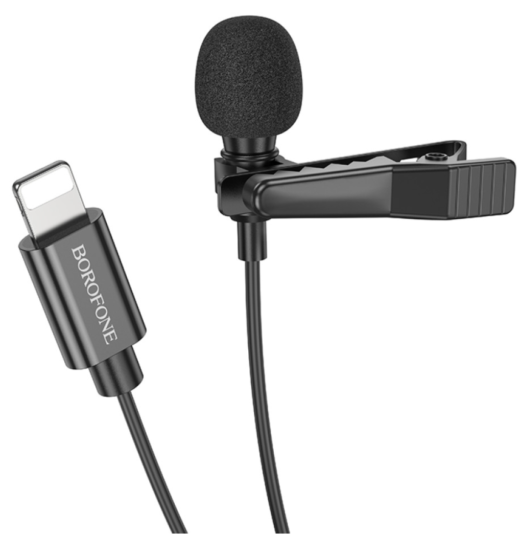 Мікрофон петличний Borofone BFK11 Elegant lavalier Lightning Black