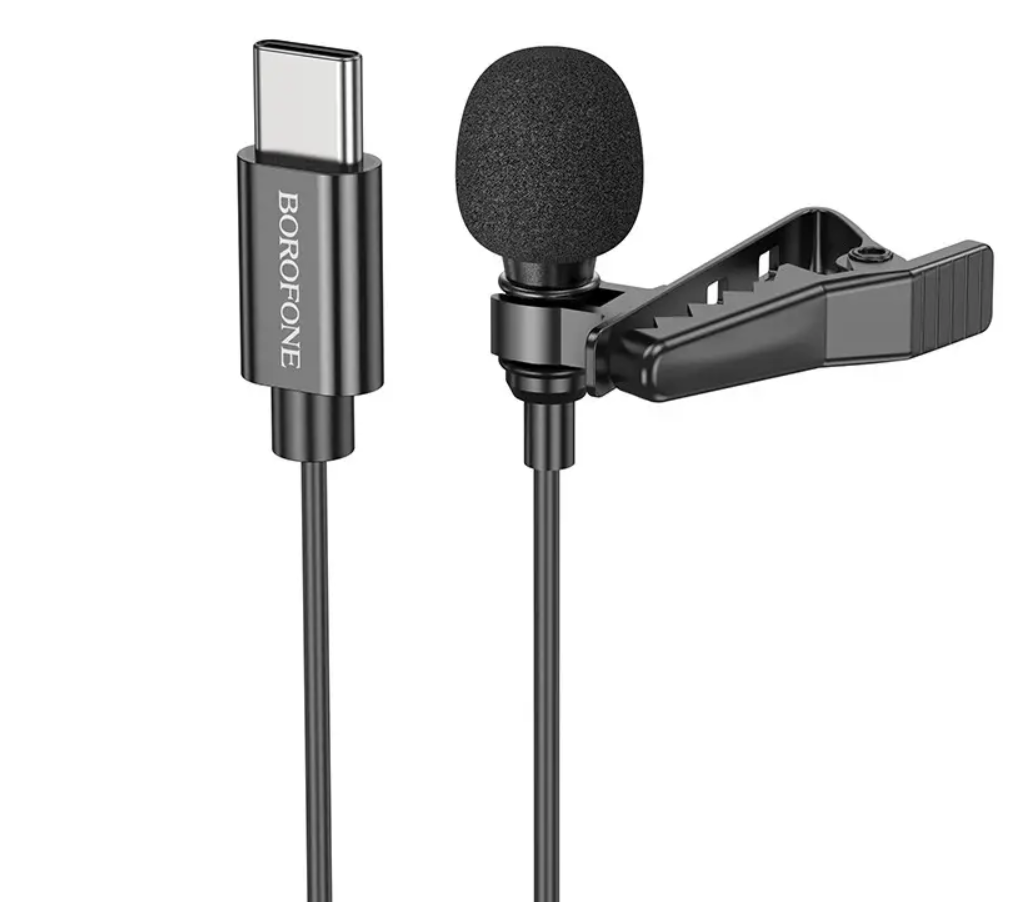 Мікрофон петличний Borofone BFK11 Elegant lavalier Type-C Black