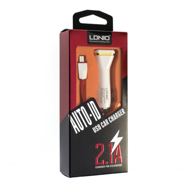 Автомобільний зарядний пристрій Ldnio 2.1A DL-219 + Cable Micro USB USB White