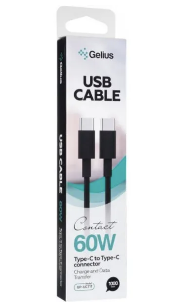 Кабель USB Gelius Contact GP-UC111 60W (1m) Type-C/Type-C Black