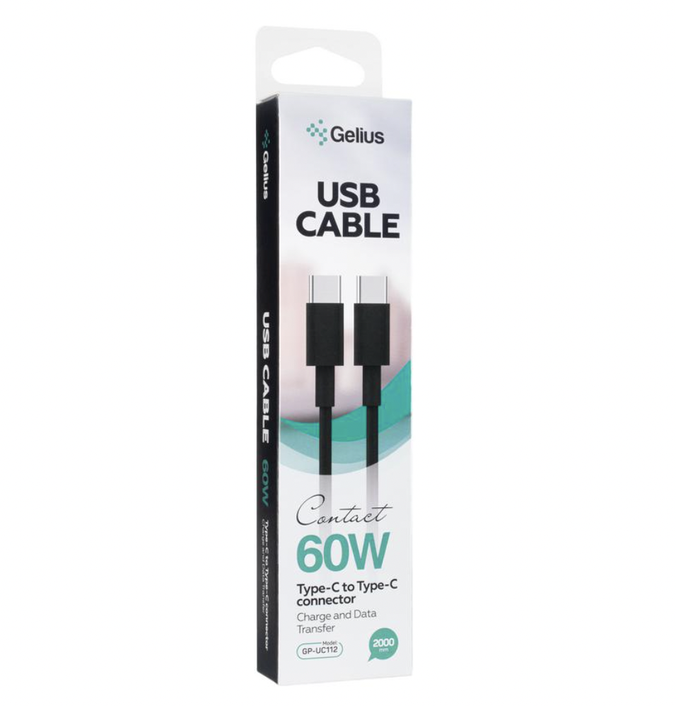 Кабель USB Gelius Contact GP-UC112 60W (2m) Type-C/Type-C Black