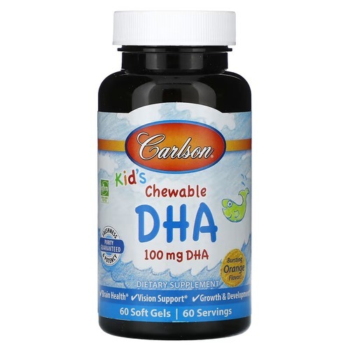 Carlson Kid's Chewable DHA 100 mg 60 Soft Gels
