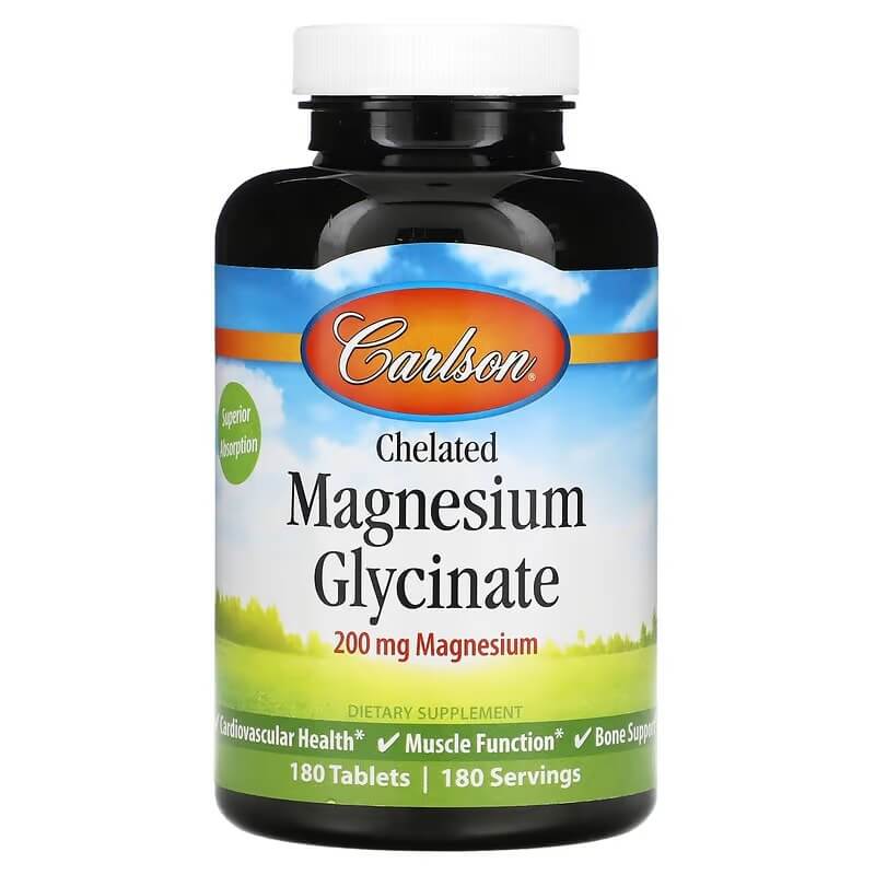 Carlson Chelated Magnesium Glycinate 200 mg 180 Tablets