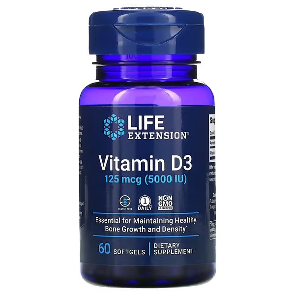 Life Extension Vitamin D3 125 mcg (5,000 IU) 60 Softgels