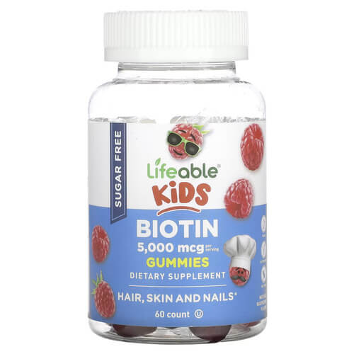 Lifeable Kids Biotin (Sugar Free) 5,000 mcg 60 Gummies (03.2027)