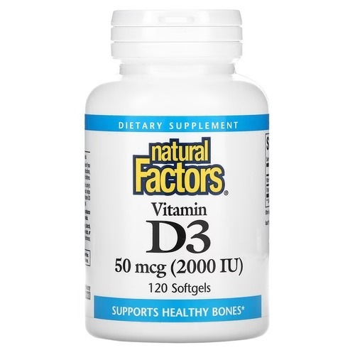Natural Factors Vitamin D3 2,000 IU 120 Softgels