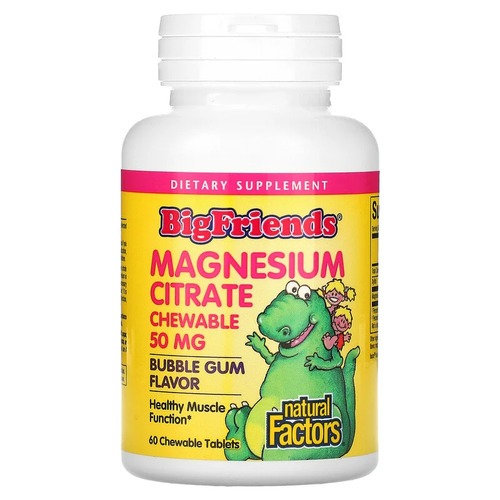 Natural Factors Kid's Magnesium Citrate 50 mg 60 Chewable Tablets