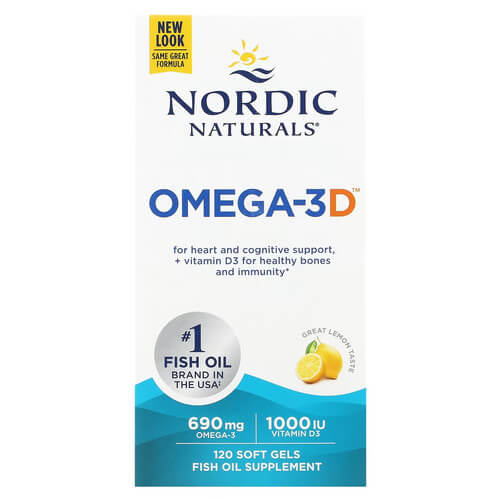 Nordic Naturals Omega-3D 690 mg 120 рідких капсул Лимон