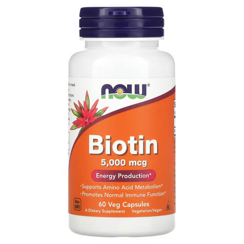 NOW Biotin 5000 mcg 60 Veg Capsules