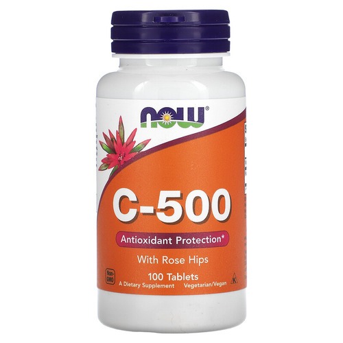 NOW Vitamin C-500 With Rose Hips 100 Tablets
