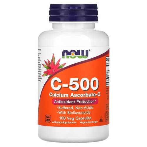 NOW C-500 Calcium Ascorbate-C 100 вегетаріанських капсул