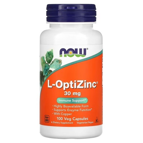 NOW L-OptiZinc 30 mg 100 Veg Capsules