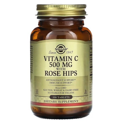 Solgar Vitamin C with Rose Hips 500 mg 100 Tablets