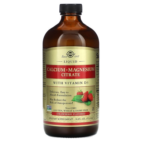 Solgar Liquid Calcium Magnesium Citrate With Vitamin D3 473 мл Полуниця