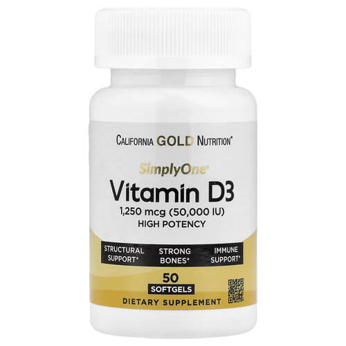 California Gold Nutrition Vitamin D3 50,000 IU 50 рідких капсул