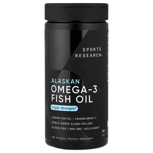 Sports Research Alaska Omega-3 Fish Oil Triple Strength 180 рідких капсул