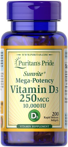 Puritan's Pride Vitamin D3 10,000 IU 200 softgels (02.2027)